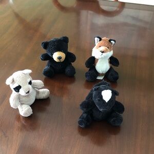 Plush Animal Toy Set - Black, Brown, Cream